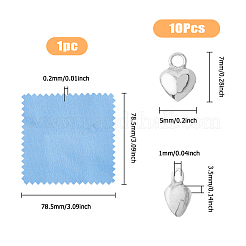 10Pcs Heart Shape 925 Sterling Silver Charms&nbsp;STER-FI0001-05