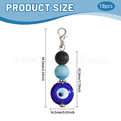 18Pcs Handmade Evil Eye Lampwork Bead & Natural Black Agate Pendant Decorations&nbsp;HJEW-CA00078