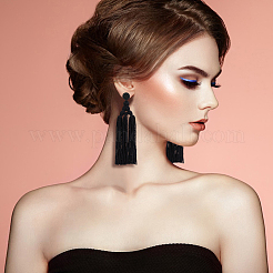 4 Pairs 4 Colors Polyester Tassels Earrings with Seed Beaded&nbsp;EJEW-FI0002-96