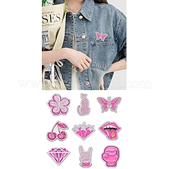 9Pcs 9 Styles Pink Series Enamel Pins&nbsp;JEWB-SZ0002-03