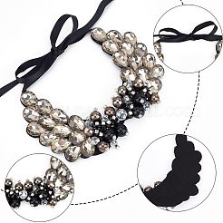 Vintage Black Diamond & Crystal Rhinestone Layers Bib&nbsp;DIY-WH0321-06