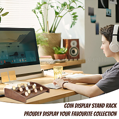 3-Tier 12-Slot Wooden Commemorative Coin Display Risers&nbsp;ODIS-WH0017-101