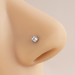 316 Surgical Stainless Steel Crystal Rhinetone Flat Round L-Shaped Nose Rings&nbsp;WGCD50A-02