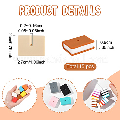 15Pcs 15 Colors Book Shape Silicone Beads&nbsp;SIL-YW0001-83
