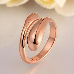 Real Rose Gold Plated Adjustable Brass Finger Rings for Women&nbsp;RJEW-BB07574-B