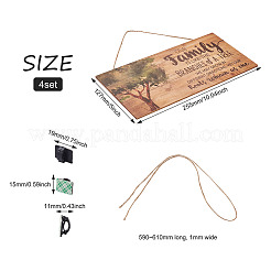 4 Sets 4 Style Natural Wood Hanging Wall Decorations for Front Door Home Decoration&nbsp;AJEW-CF0001-01