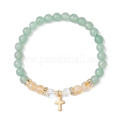 5Pcs Natural & Synthetic Gemstone Round Beads Stretch Bracelets&nbsp;BJEW-JB12097