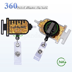 Sequin Quicksand Effect Acrylic & ABS Plastic Badge Reel&nbsp;AJEW-SZ0002-46F