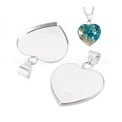 2Pcs 925 Sterling Silver Pendant Cabochon Settings&nbsp;STER-PH0003-05B