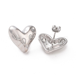 Brass Heart Stud Earrings for Women&nbsp;EJEW-C008-27P