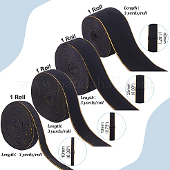 4 Rolls 4 Styles Single Face Velvet Gold Edged Ribbon for Bowknot Making&nbsp;OCOR-PH0002-93