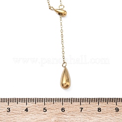 304 Stainless Steel Teardrop Pendant Tassel Lariat Necklaces&nbsp;NJEW-C114-02G