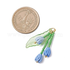 Glass Seed Beaded Magnolia Flower Pendants&nbsp;PALLOY-MZ01112-02