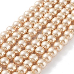 Baking Paint Pearlized Glass Pearl Round Bead Strands&nbsp;HY-Q330-8mm-42
