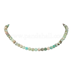 6.5MM Round Natural Green Line Jasper Beaded Necklaces for Women&nbsp;NJEW-JN05960