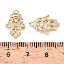 Brass Micro Pave Clear Cubic Zirconia Pendants&nbsp;KK-T073-21G