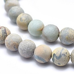 Natural Aqua Terra Jasper Beads Strands&nbsp;G-N0128-48F-8mm