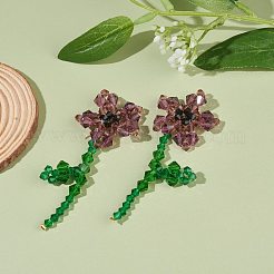 Imitation Austrian Crystal Flower of Life Dangle Stud Earrings&nbsp;X1-EJEW-TA00029-03