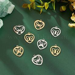 16Pcs 8 Style 201 Stainless Steel Pendants&nbsp;STAS-UN0032-09