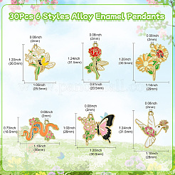30Pcs 6 Styles Alloy Enamel Pendants&nbsp;ENAM-CJ0006-28