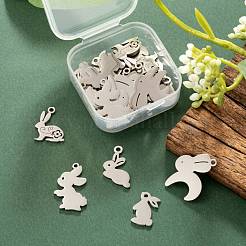 Non-Tarnish 30Pcs 5 Style 201 Stainless Steel Bunny Pendants&nbsp;STAS-LS0001-76P