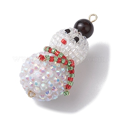 Christmas Natural Black Onyx(Dyed & Heated) & Resin Rhinestone Pendants&nbsp;PALLOY-MZ00226