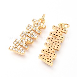 Brass Micro Pave Clear Cubic Zirconia Pendants&nbsp;ZIRC-O036-04G