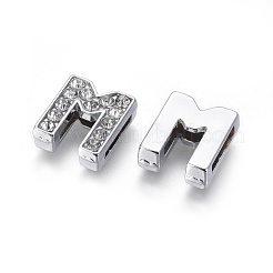 Alloy Initial Slide Charms with Grade A Rhinestones&nbsp;ALRI-R032-M-FF