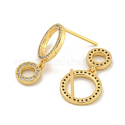 Rack Plating Ring Brass Micro Pave Cubic Zirconia Stud Earrings&nbsp;EJEW-B061-04G