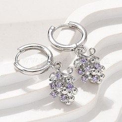 Brass Cubic Zirconia Hoop Earrings&nbsp;EJEW-Q015-02P-D