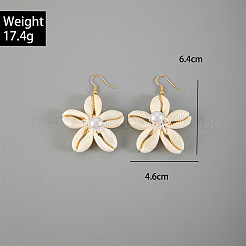 Flower Alloy Natural Shell Dangle Earrings&nbsp;FS-WGFCFD0-01
