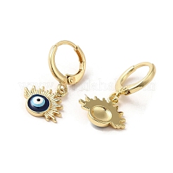 Evil Eye Real 18K Gold Plated Brass Dangle Leverback Earrings&nbsp;EJEW-Q797-25G