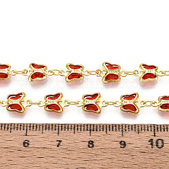 Brass Glass Butterfly Charm Link Chains&nbsp;CHC-T018-11D-G