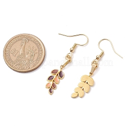 Leaf 304 Stainless Steel Enamel Dangle Earrings&nbsp;EJEW-JE06260