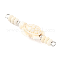 10Pcs 2 Colors Dyed Synthetic Turquoise Turtle Rondelle Beaded Connector Charms&nbsp;PALLOY-JF04013