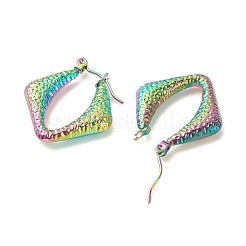 Ion Plating(IP) 304 Stainless Steel Chunky Rhombus Hoop Earrings for Women&nbsp;EJEW-K242-01MC