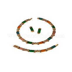 Rectangle Alloy Acrylic Chain Necklaces & Bracelets & Stud Earrings Sets&nbsp;FS-WG120DF-01