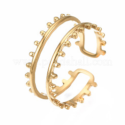 304 Stainless Steel Double Line Open Cuff Ring&nbsp;RJEW-T023-20G