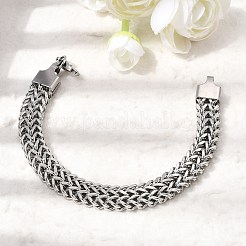 201 Stainless Steel Diamond-Cut Wheat Chain Bracelets for Men&nbsp;STAS-T077-07P
