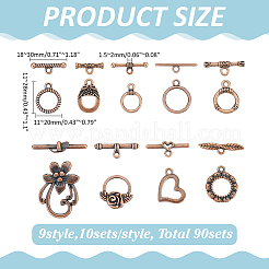 90 sets 9 styles Tibetan Style Toggle Clasps&nbsp;FIND-WR0011-86R