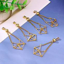 10Pcs Brass & 304 Stainless Steel Macrame Pouch Pendants&nbsp;PALLOY-TAC0196