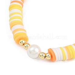4Pcs 4 Colors Handmade Polymer Clay Heishi & Shell Pearl Beaded Stretch Bracelets for Women&nbsp;BJEW-JB12273