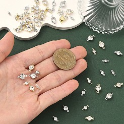 120Pcs 4 Styles Brass Pave Clear Cubic Zirconia Connector Charms&nbsp;RB-YW0001-31G