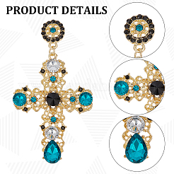 3 Pairs 3 Colors Plastic Cross Dangle Stud Earrings&nbsp;EJEW-AN0004-63
