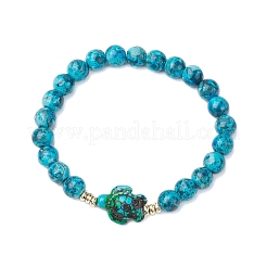 Round Dyed Synthetic Turquoise Beads Stretch Bracelets&nbsp;BJEW-JB10609