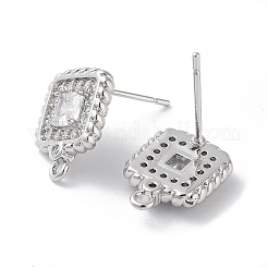 Brass Micro Pave Cubic Zirconia Stud Earring Findings&nbsp;KK-E107-21P