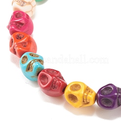 Synthetic Turquoise(Dyed) Skull Stretch Bracelet&nbsp;BJEW-JB08071-02
