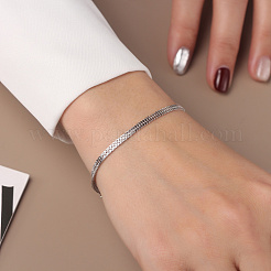 925 Sterling Silver Wheat Chain Bracelets for Women&nbsp;BJEW-A037-09P