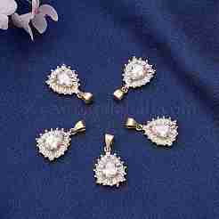 5Pcs Brass Clear Cubic Zirconia Pendants&nbsp;KK-SZ0001-96
