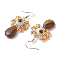 Natural Tiger Eye Dangle Earrings&nbsp;EJEW-MZ00169-02